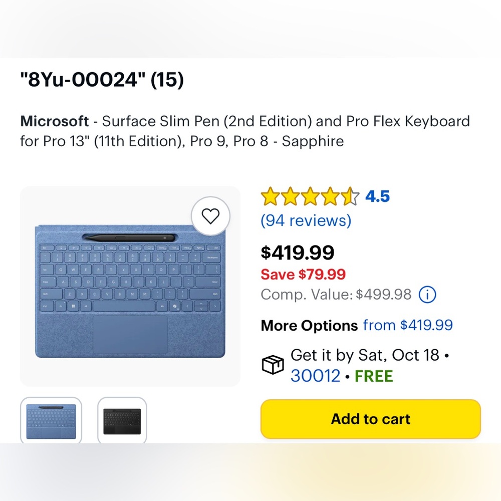 Microsoft Surface Slim Pen and Keyboard - Sapphire